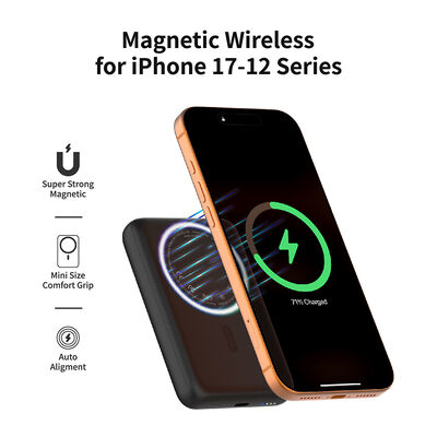 Compact Design 10000mAh Magnetic Wireless Power Bank, Type-C PD Input & Output, 5W/7.5W/10W/15W Fast Wireless Charging Portable Charger