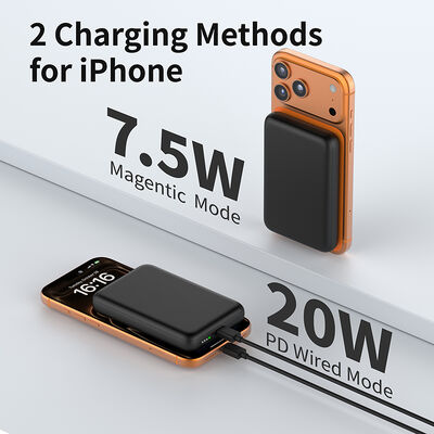 Compact Design 10000mAh Magnetic Wireless Power Bank, Type-C PD Input & Output, 5W/7.5W/10W/15W Fast Wireless Charging Portable Charger
