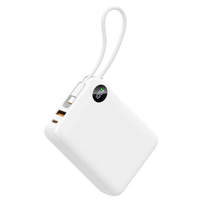 20000mAh Compact Fast Charging Power Bank with Built‑in Type‑C Cable, PD 20W Max 22.5W Output, LED Power Display, CE RoHS FCC Certified Portable Charger