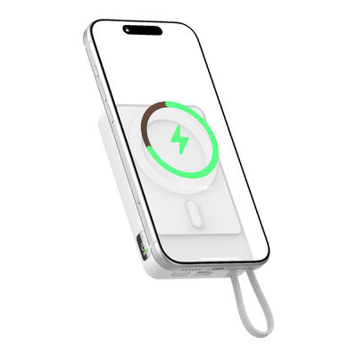 Fashionable 10000mAh 3-In-1 Magnetic Wireless Power Bank With Built In Typ-C Cable Portable Charger, Supports Apple Watch TWS Charging
