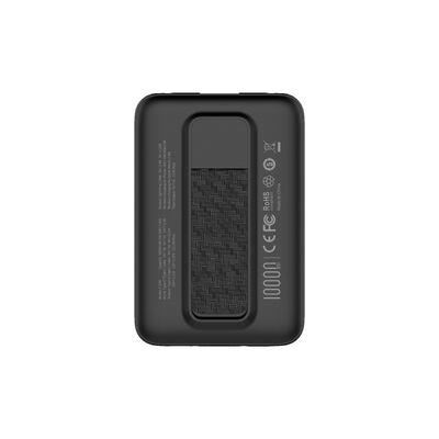 10000mAh Magnetic Wireless Power Bank, 3‑in‑1 Portable Charger with Built‑in Lightning & Type‑C Fast Charging Cables, Foldable Stand, LCD Digital Display, Compact External Battery Pack for Phones