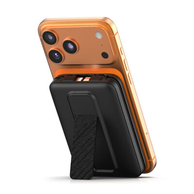 10000mAh Magnetic Wireless Power Bank, 3‑in‑1 Portable Charger with Built‑in Lightning & Type‑C Fast Charging Cables, Foldable Stand, LCD Digital Display, Compact External Battery Pack for Phones