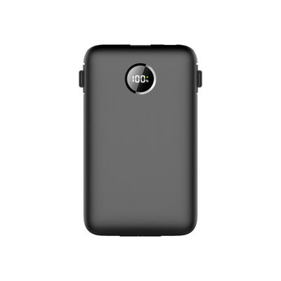 Built In Cable Power Bank Slim Portable Charger Providing Power Supply and Built In Connectors for Mobile Devices and Gadgets