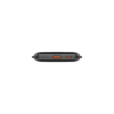 Built In Cable Power Bank Slim Portable Charger Providing Power Supply and Built In Connectors for Mobile Devices and Gadgets