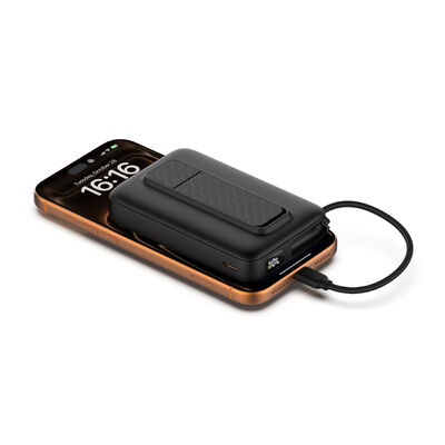 Magnetic Wireless 10000mAh Power Bank with Foldable Kickstand and LED Display Providing Safe Fast Charging for Smartphones