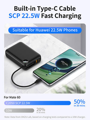 20000mAh High Capacity Fast Charging Power Bank, Built-in Type-C PD Input & Output Cable, Type-C Port & USB QC Output Port, Stylish Portable Design with LCD Digital Battery Display