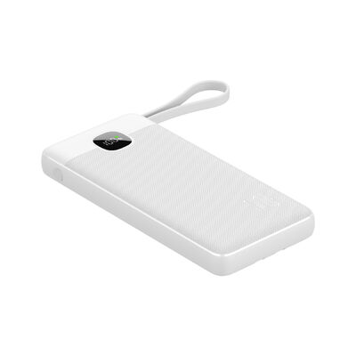 10000mAh Fast Charging Power Bank With 3 Built‑in Cables(Type‑C, Lightning, USB), Type‑C Input & Output Port, USB‑A Output Port, LCD Digital Battery Display Portable External Battery Pack