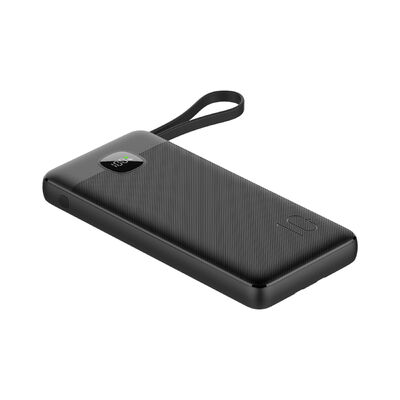 Portable 10000mAh External Battery Charger, 3 Built‑in Charging Cables(Type‑C / Lightning / USB), Fast Charge Power Bank with Type‑C Input‑Output & USB‑A Output, LCD Screen Power Indicator