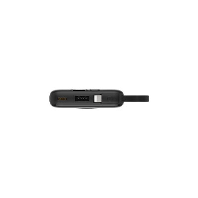 Portable 10000mAh External Battery Charger, 3 Built‑in Charging Cables(Type‑C / Lightning / USB), Fast Charge Power Bank with Type‑C Input‑Output & USB‑A Output, LCD Screen Power Indicator