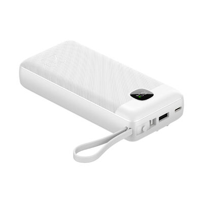 20000mAh High Capacity Fast Charging Power Bank, 3 Built-in Cables (Type-C, Lightning, USB), Dual Ports Type-C Input/Output & USB-A Output, LCD Digital Battery Display, CE FCC RoHS UKCA Certified Port