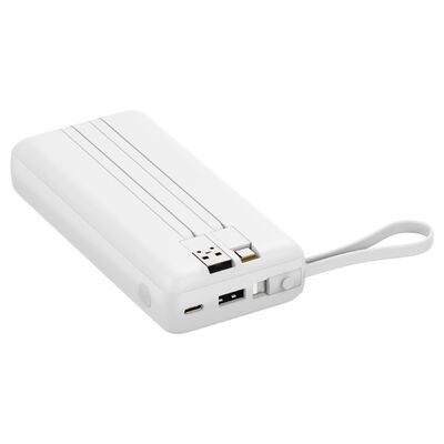 20000mAh High Capacity Fast Charging Power Bank, 3 Built-in Cables (Type-C, Lightning, USB), Dual Ports Type-C Input/Output & USB-A Output, LCD Digital Battery Display, CE FCC RoHS UKCA Certified Port