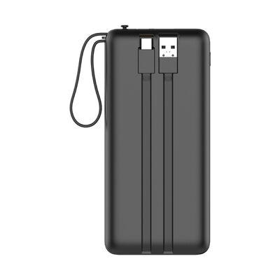 Portable 20000mAh External Battery Pack, 3 Pre‑Built Charging Cables(Type‑C/Lightning/USB), Fast Charge Powerbank with Type‑C Input Output & USB‑A Port, LCD Power Percentage Display