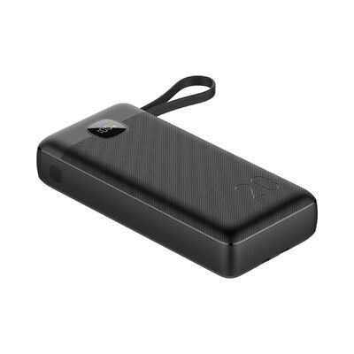 Portable 20000mAh External Battery Pack, 3 Pre‑Built Charging Cables(Type‑C/Lightning/USB), Fast Charge Powerbank with Type‑C Input Output & USB‑A Port, LCD Power Percentage Display