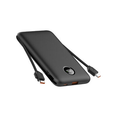10000mAh Portable Charger with Built-in USB C Cables, 22.5W Fast Charging Power Bank, Ultra Slim Battery Pack with LED Digital Display, iPhone 15/16 Pro Max, Samsung Galaxy S24, Android