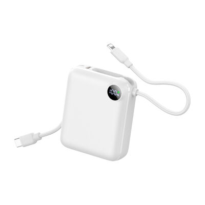  Compact Mini Protable Charger,10000mAh Power Bank with Built-in Type-C & Lightning Cables | 22.5W Fast Charging & LCD Display
