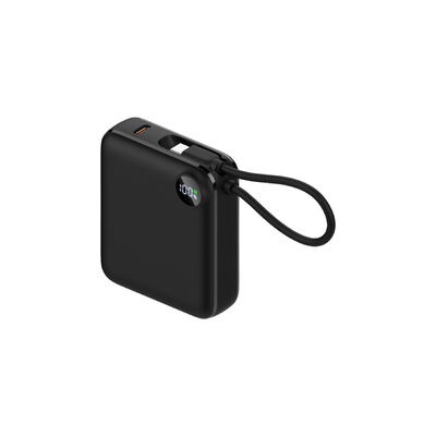 10000mAh Portable Charger with Built-in USB-C Cable, 22.5W Fast Charging Power Bank, 20W PD Input/Output, Compact Travel Battery Pack with LCD Digital Display